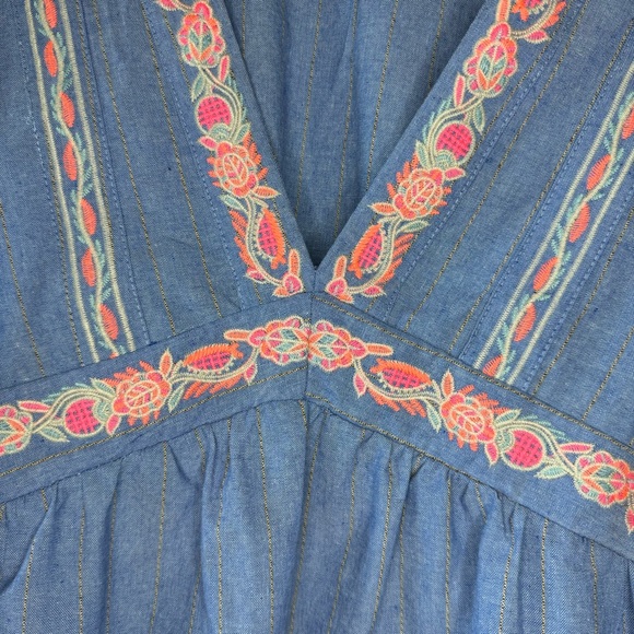 Talia v neck embroidered ruffle top large - Picture 5 of 7